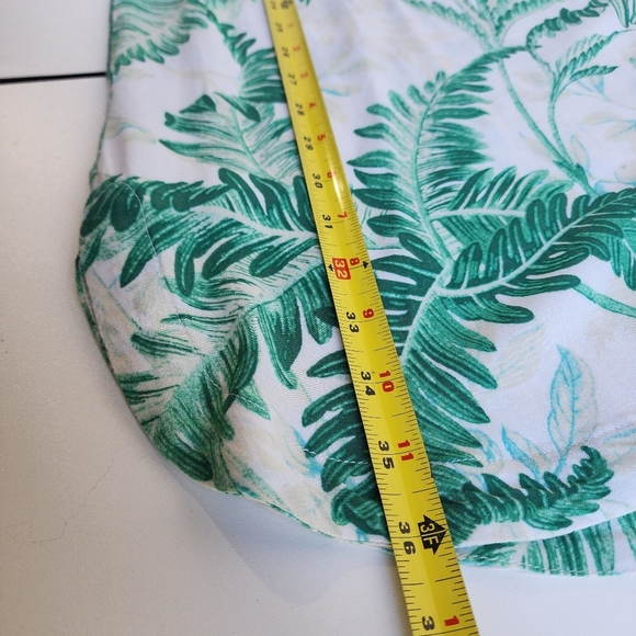 H&M White Green Viscose Short Sleeve Tropical Palm Leaf Tunic Dress Size S - Picture 10 of 11
